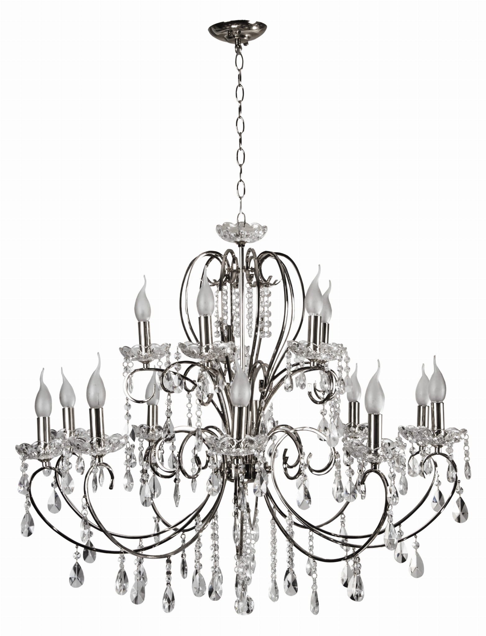 Lampa wisząca Aurora chromowana-przezroczysty 15xE14x40W kryształowy wym: 115 x 88 x 88 cm kryształ Candellux