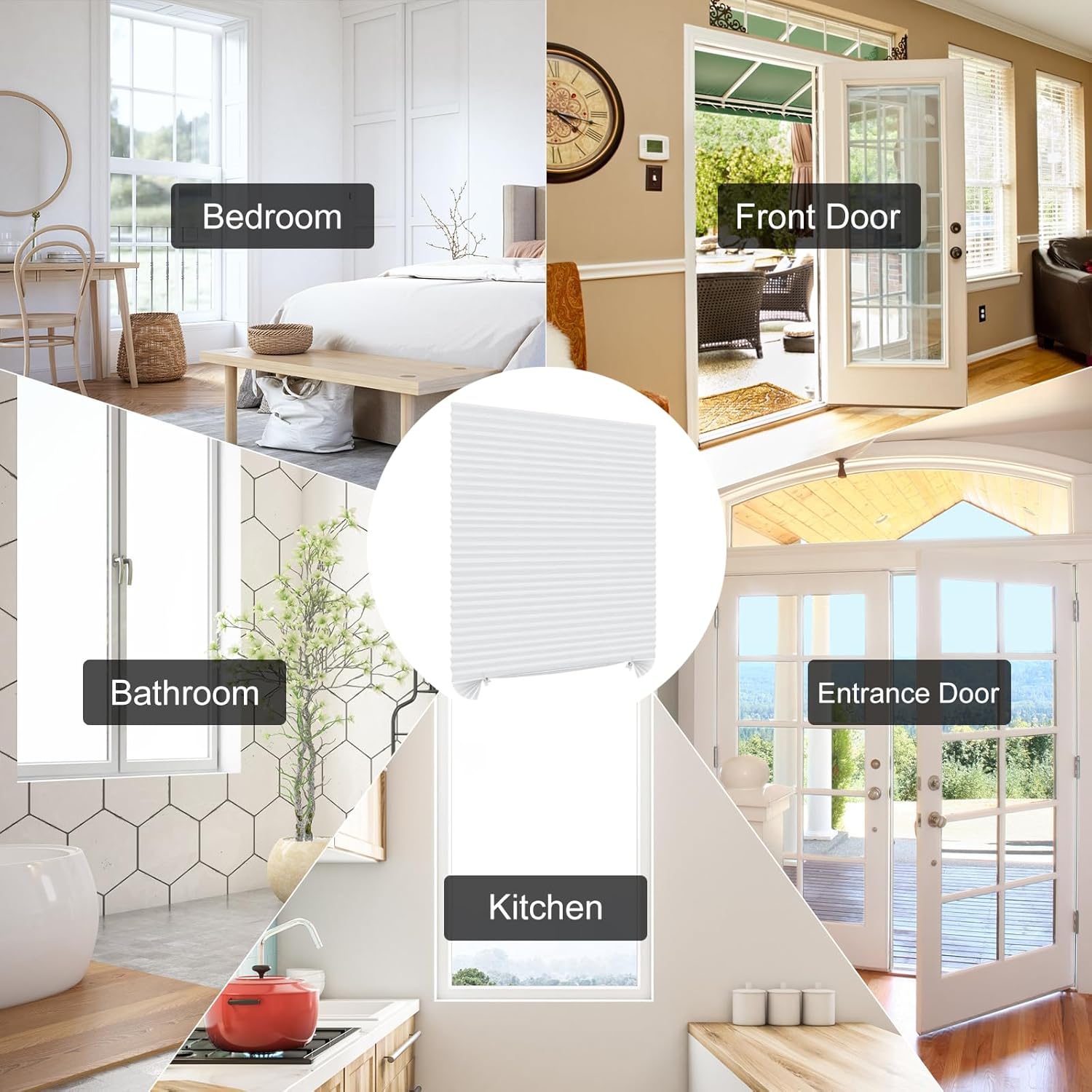 Persianas sem furadeiras Tecido não tecido cortado sob medida Blackout térmico Fácil de instalar Persianas autoadesivas Persianas plissadas Persia - 2