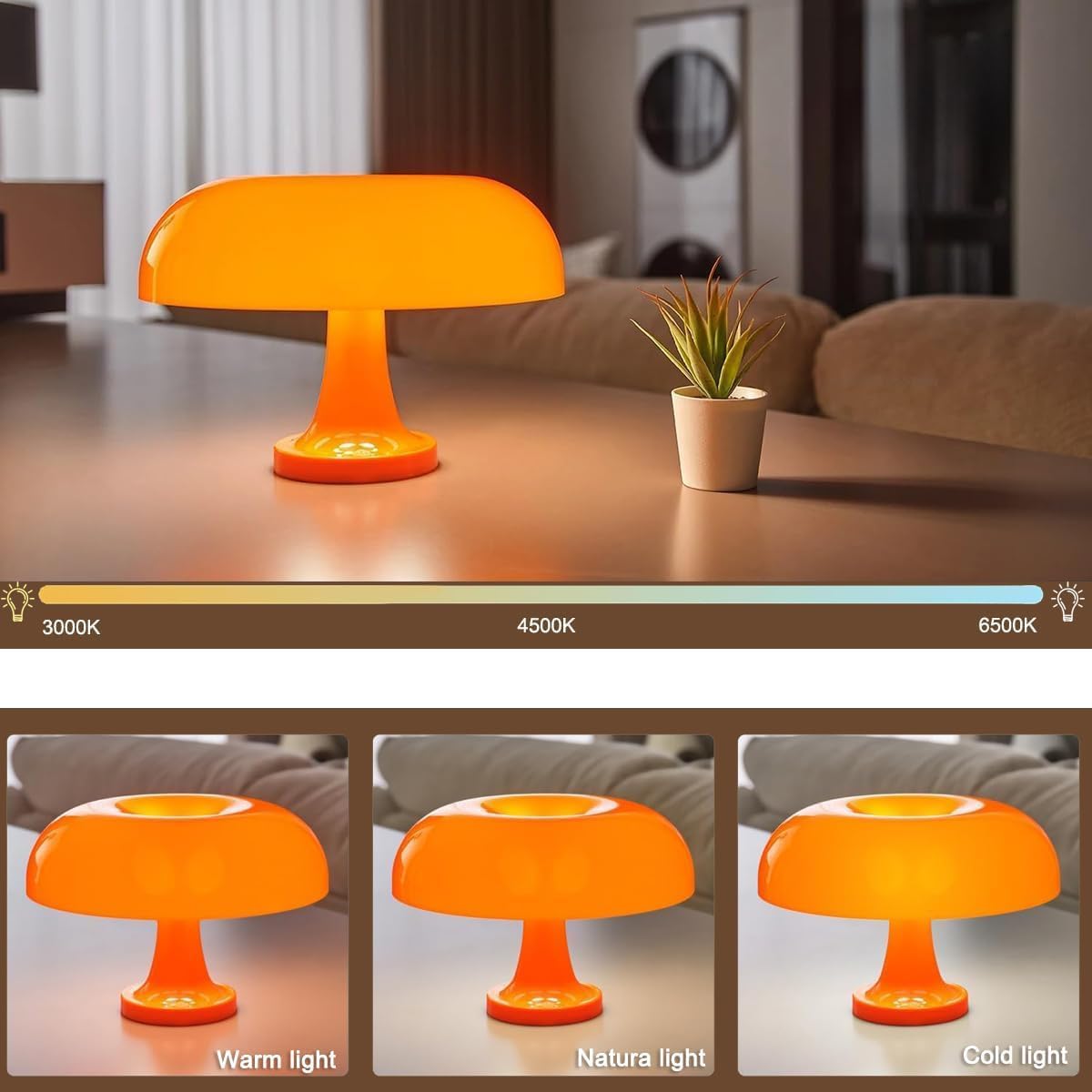 Lámpara de mesa recargable con forma de seta – Lámpara inalámbrica ...