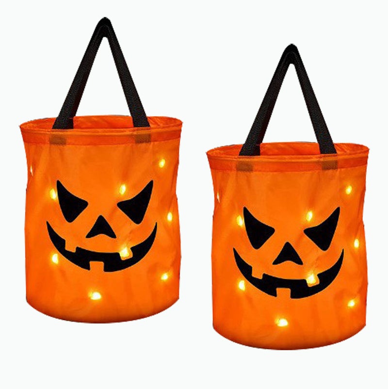 2 SZT. Torba na cukierki na Halloween, świecąca torba na cukierki na Halloween, torby na przyjęcia Halloween, torby na Halloween, 25 x 30 cm
