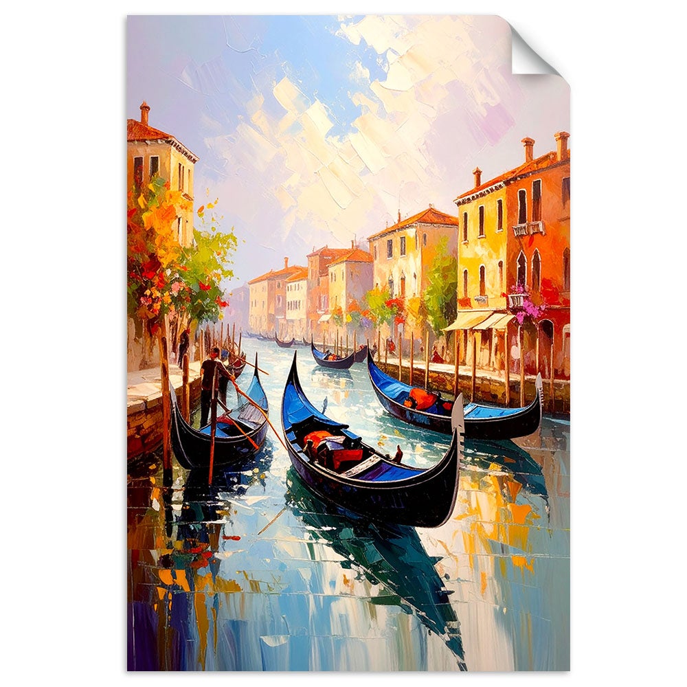 Naklejka na ścianę do salonu sypialni, Wenecja Miasto Gondole Włochy 80x120