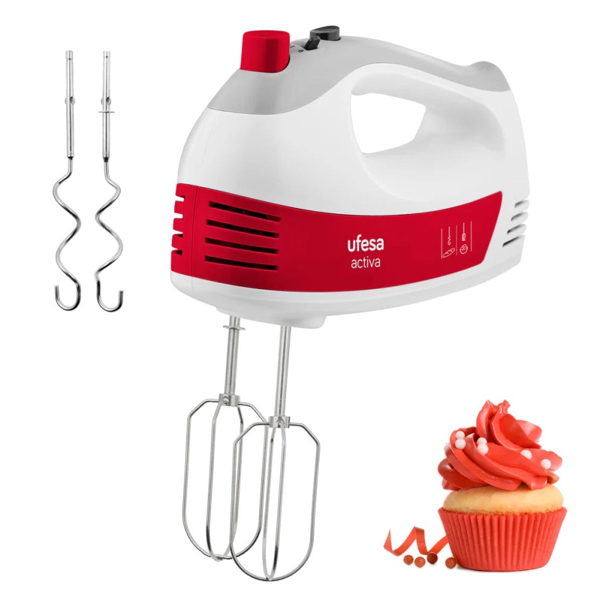 Sbattitore Elettrico Ufesa BV4650 400W – 5 Velocità + Turbo, 2 Fruste Per Impastare E 2 Per Montare, Impugnatura Morbida