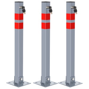 Barrière De Parking Pliable Rabattable En Acier – Lot De 2 Avec 3 Clés Et Fixations (Robuste & Réfléchissant)