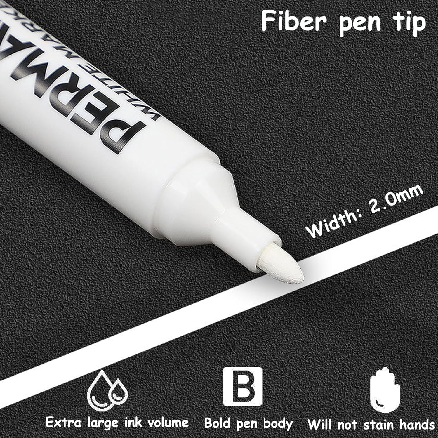Marqueur blanc,marqueur blanc permanent,Imperméable et à séchage rapide, largeur de trait 2 mm, convient pour la pierre, le bois, le verre, la céramiq - 6