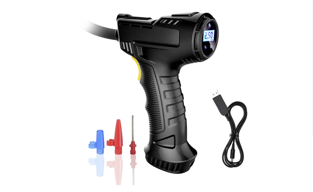 Mini Gonfiatore Per Pneumatici Auto 12000mAh Compressore D'Aria Portatile A Doppio Cilindro Con Indicatore Di Pressione LCD Luce LED Gonfiatore Portatile Elettrico Pneumatici Per Bicicletta Auto | IT - Foto 6