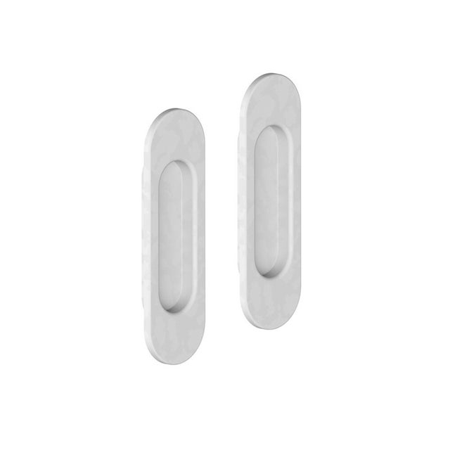 Lot de 2 poignées à encastrer ovales, acier finition blanc