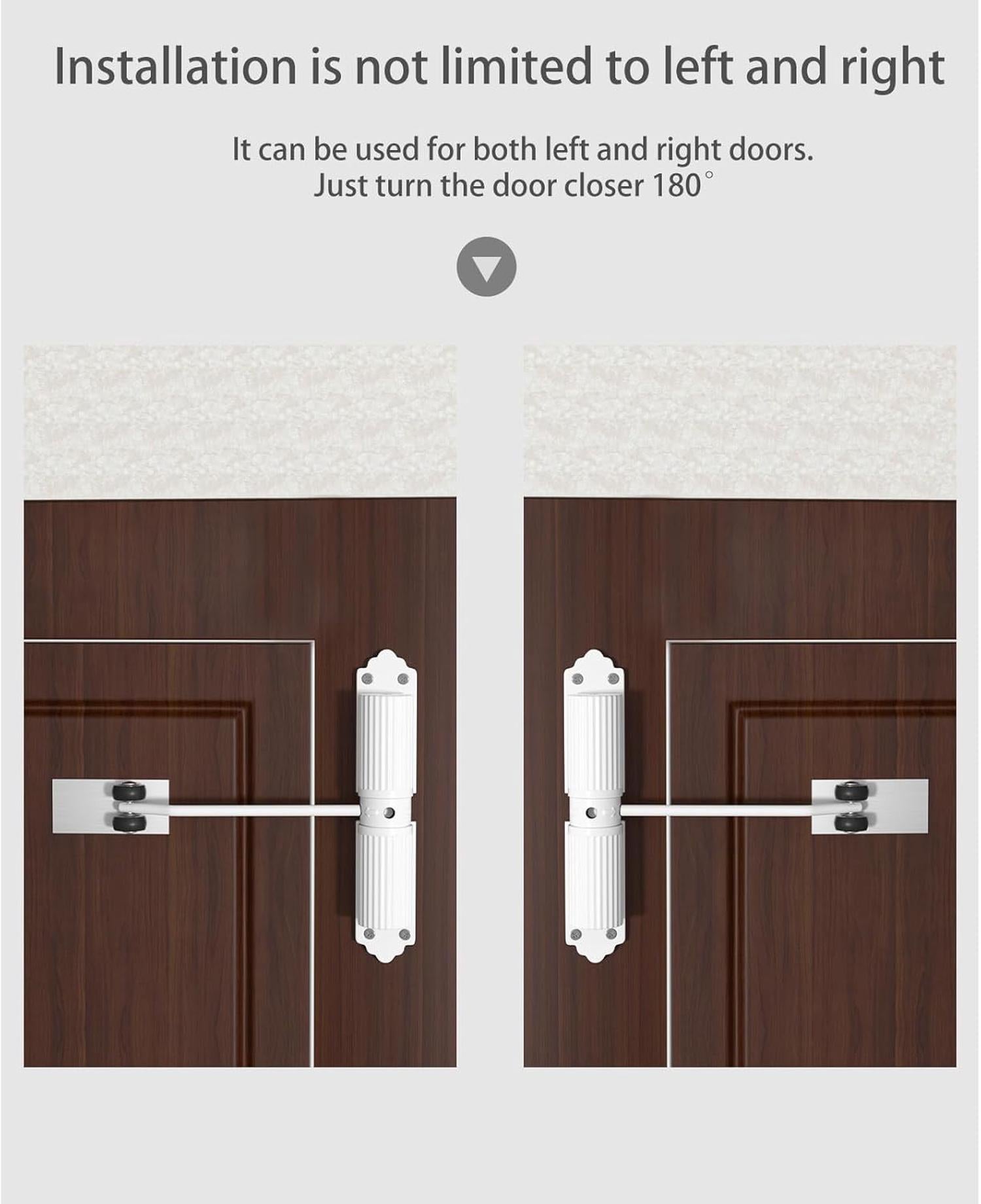 Ferme Porte Automatique, Groom Fermeture Porte à Ressort Réglable, Réglable Ferme-Porte pour Interieur et Extérieures, Porte Closers Blanc (Max 60kg) - 6