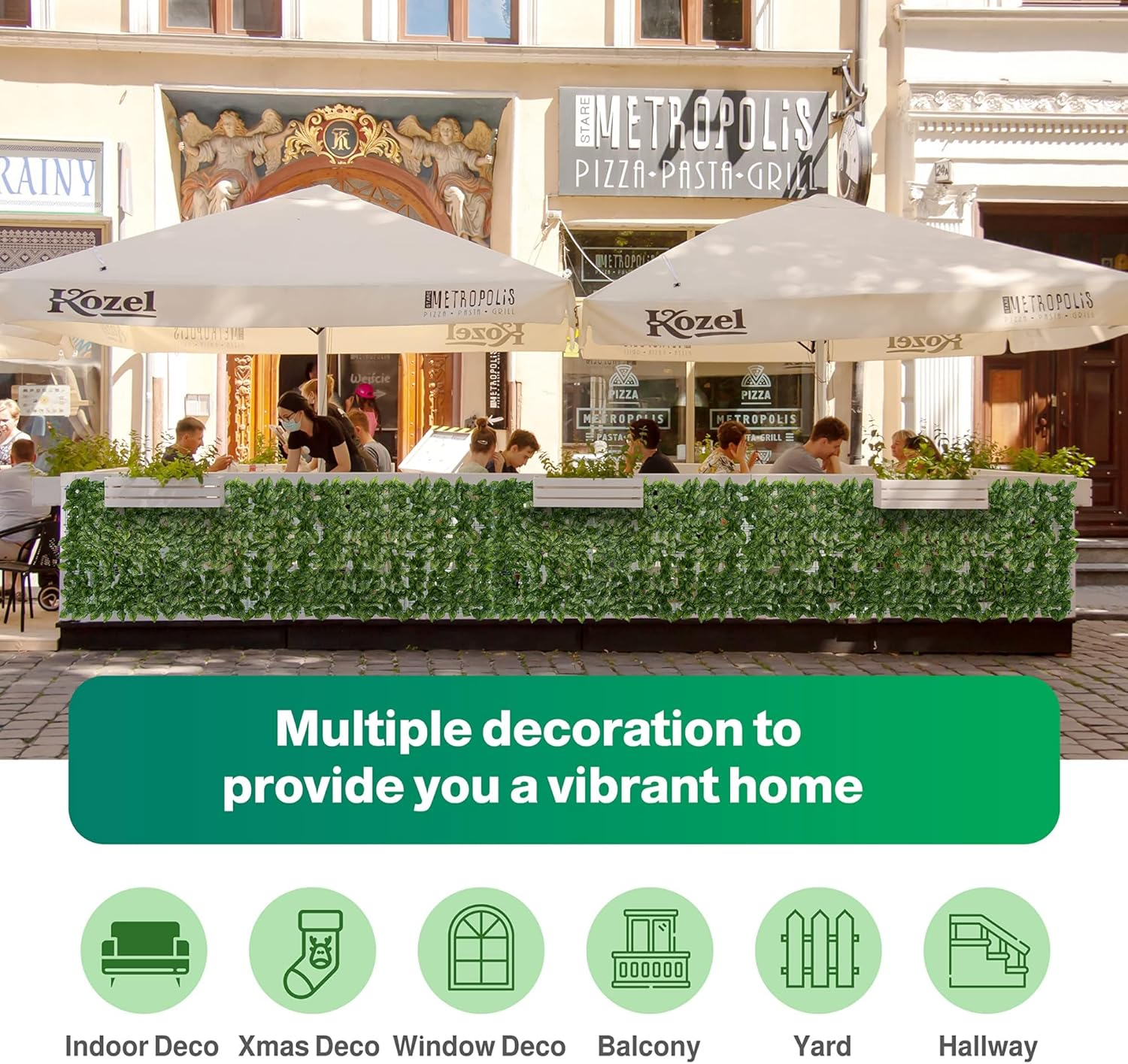 Écran d'Intimité en Lierre Artificiel pour Clôture, Haie Artificielle, Panneaux de Haie Faux, Décoration de Jardin Extérieur, 100cm x 300cm - 6