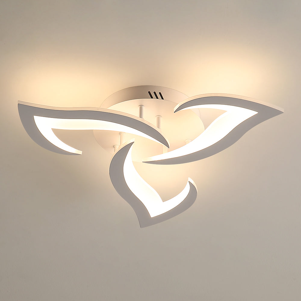 COMELY Plafoniera a LED plafoniera moderna da soffitto da 36 W lampada da soffitto a LED in acrilico a 3 luci per soggiorno, camera da 58 cm (bianco)