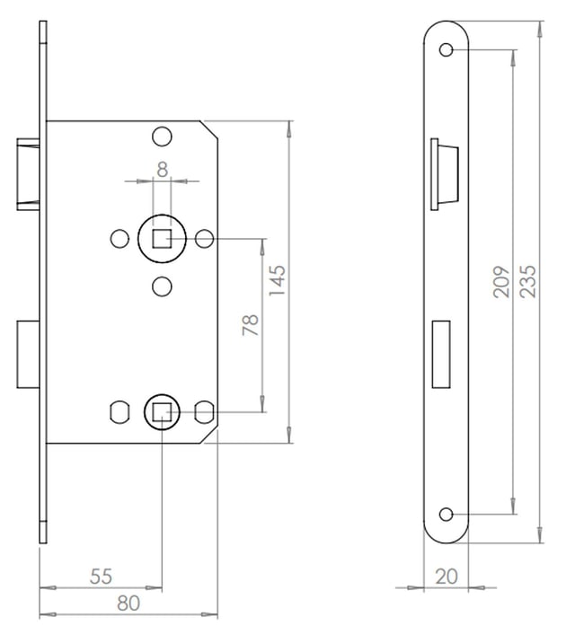 ABUS - Serratura ad incasso per porta WC ES WC R G 55 78 20-61771, oro