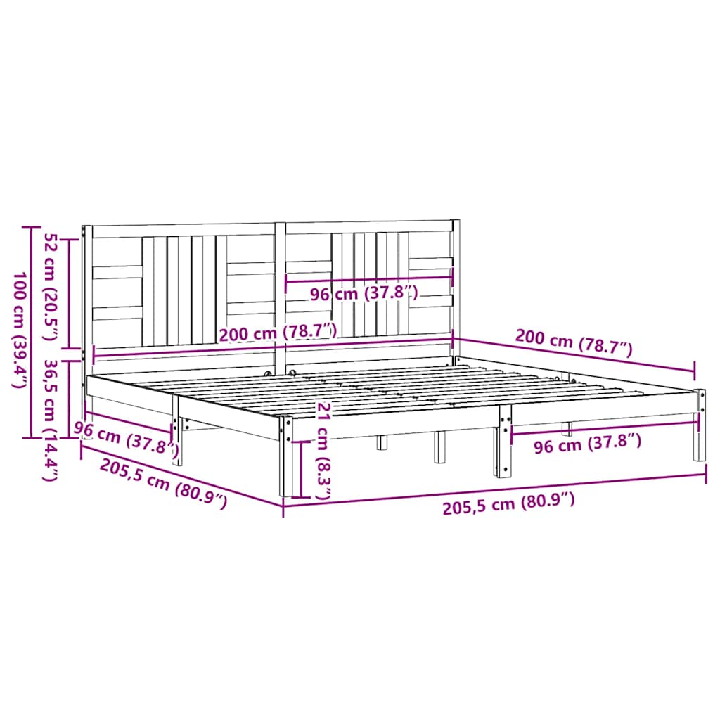 Maison Exclusive - Estrutura de cama 200x200 cm madeira maciça castanho mel - 9