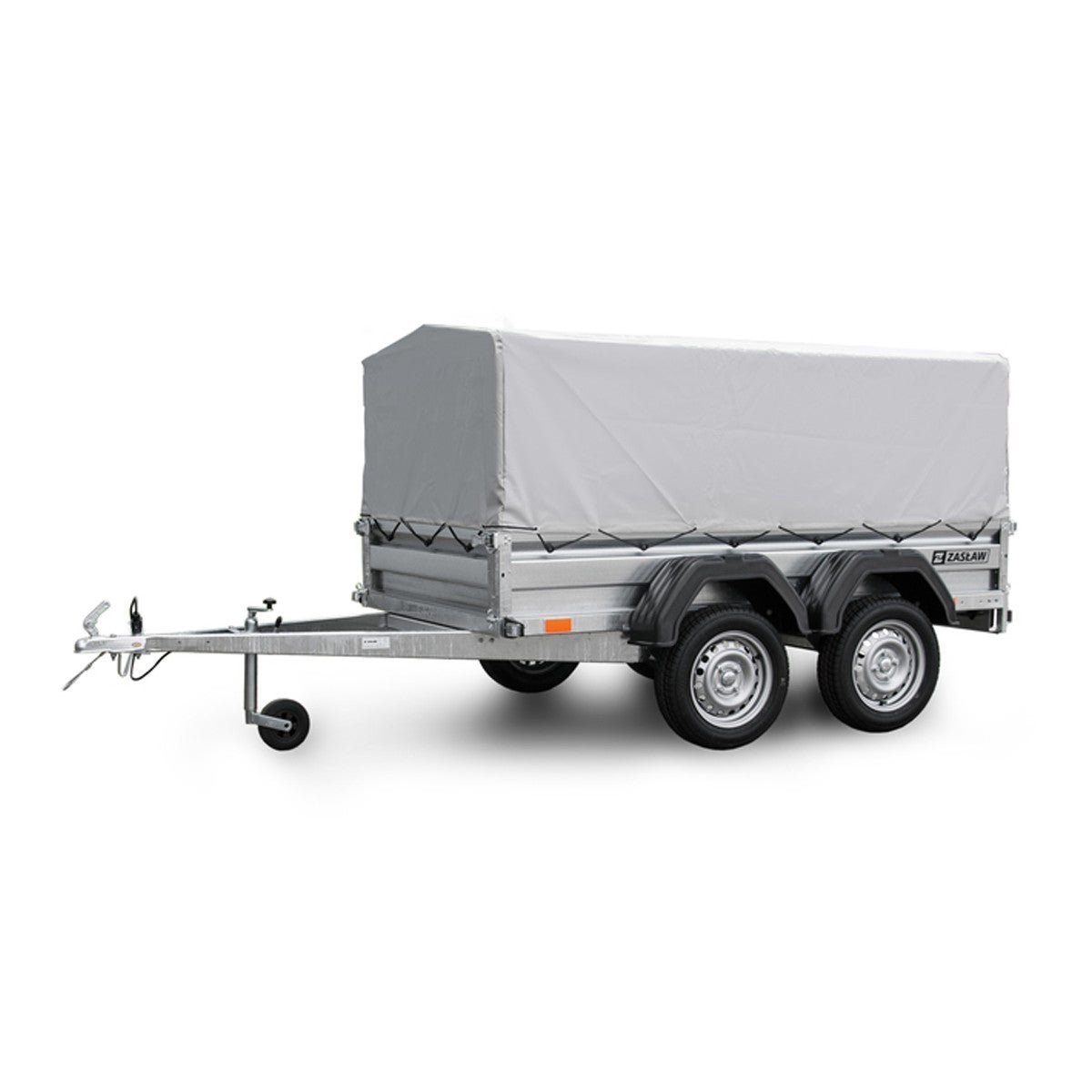 Remorque double essieu en acier 235 cm ridelles avant/arrière ouvrantes ...