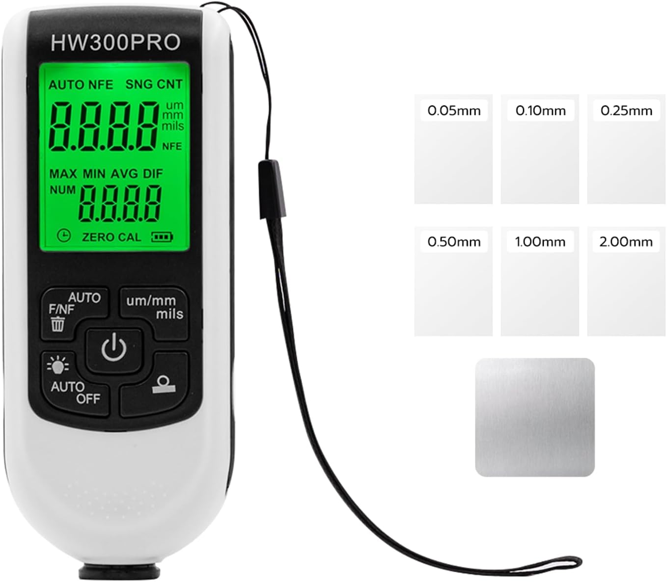 Tester grubości lakieru samochodowego, mierzy 0-2000 µm, z podświetlanym ekranem LCD, biały