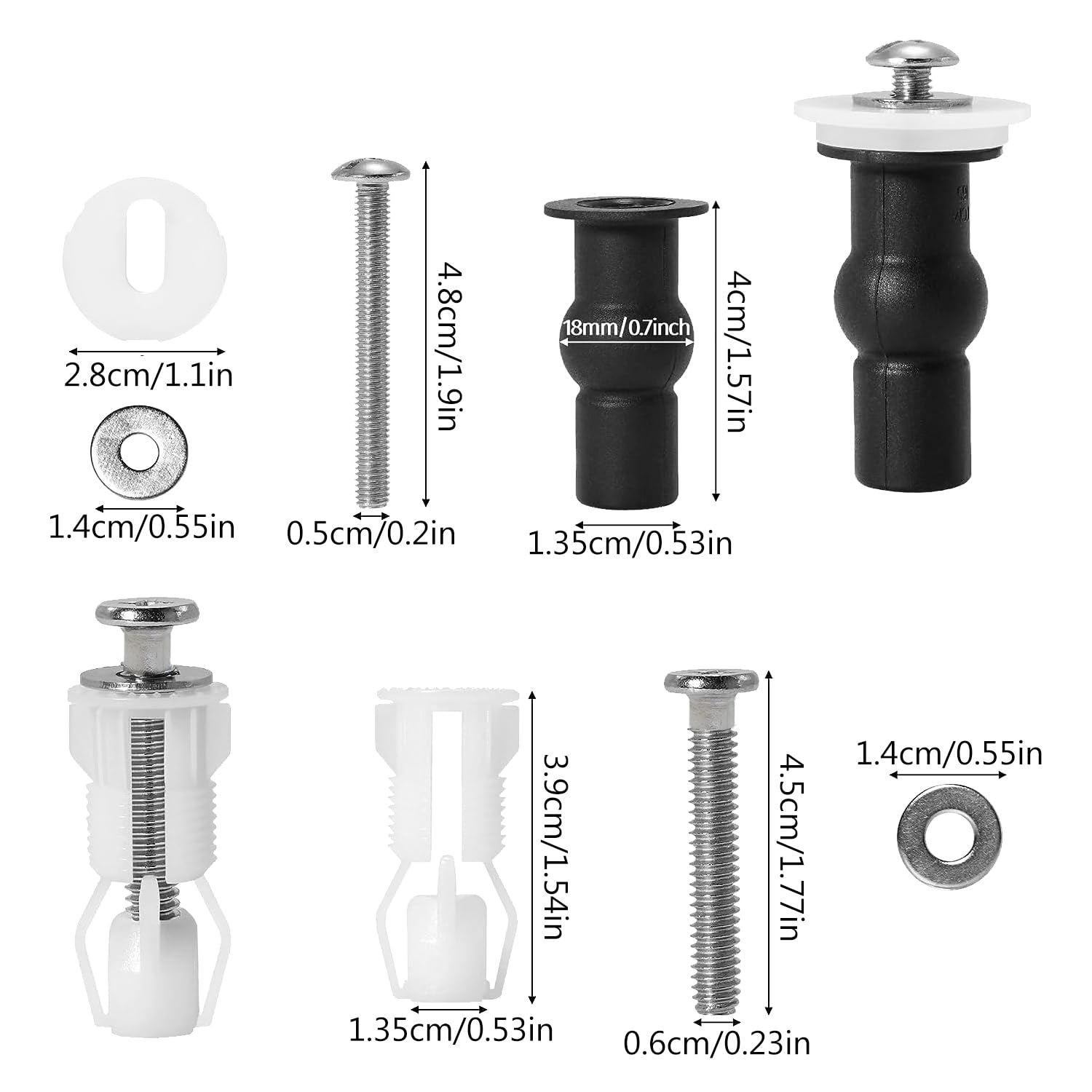 Fixation Abattant WC Vis, 4 Pièces Vis D'expansion pour Siège de Toilette, Convient aux Trous Borgnes Dans les Toilette - 4