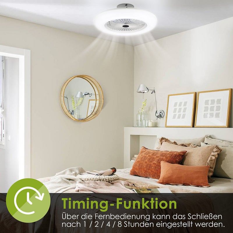 Lampadario Con Ventilatore A Soffitto LED RGB, Ventilatore Da Incasso Con Luci Dimmerabili E Telecomando, Silenzioso E Reversibile, Per Camera Letto E Bambini