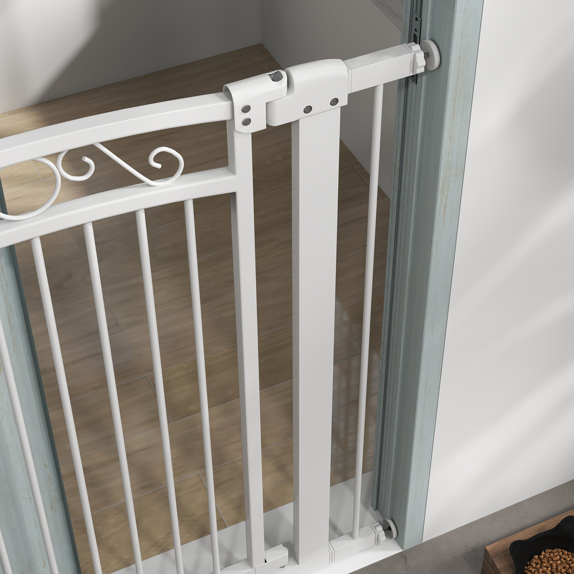 Barrera de Segurança para Cães PawHut Aço e PA Branco 76-102x96 cm - 5