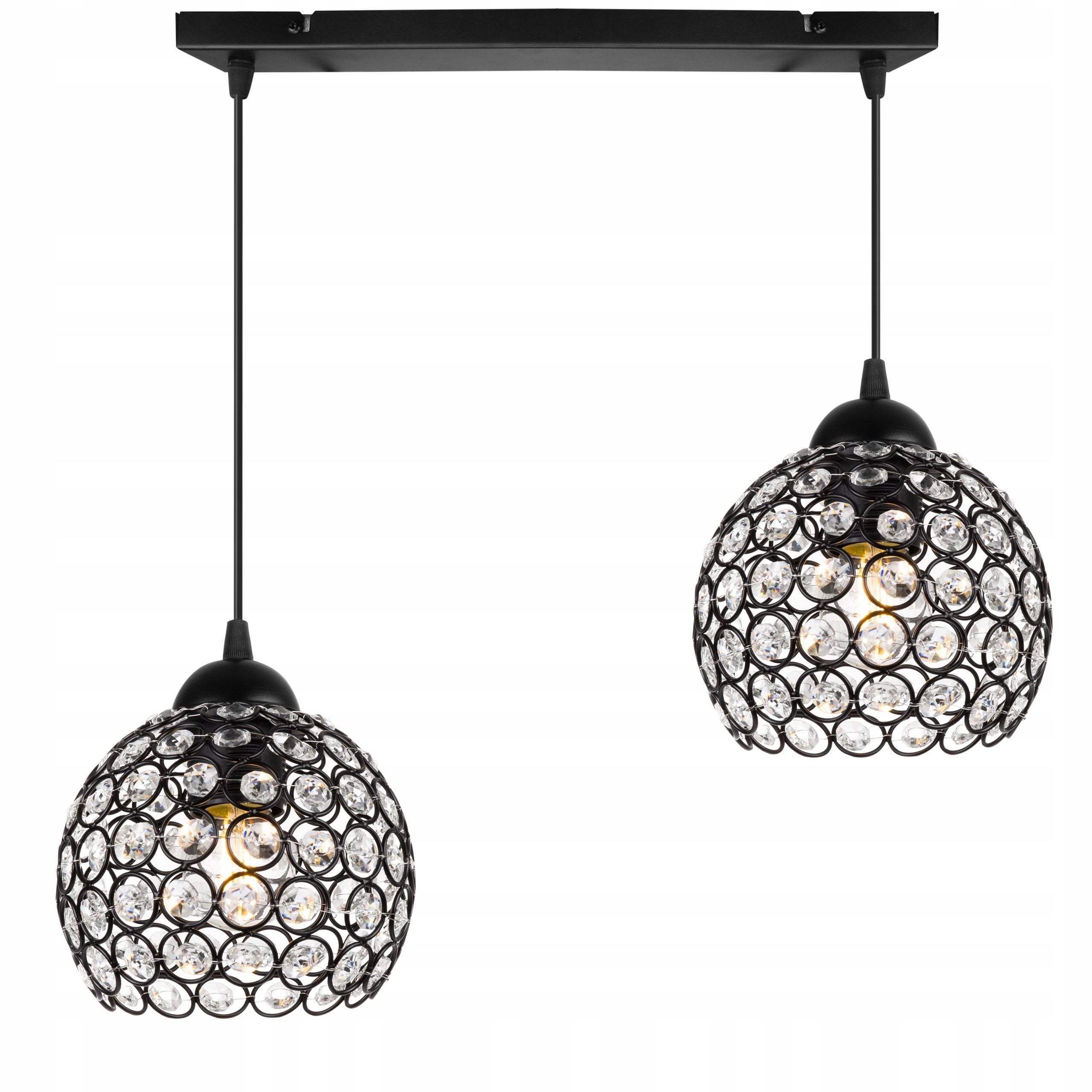 Lampa sufitowa wisząca glam Crystal 2xE27 klosz kula kryształowa grafitowa Light Home LH