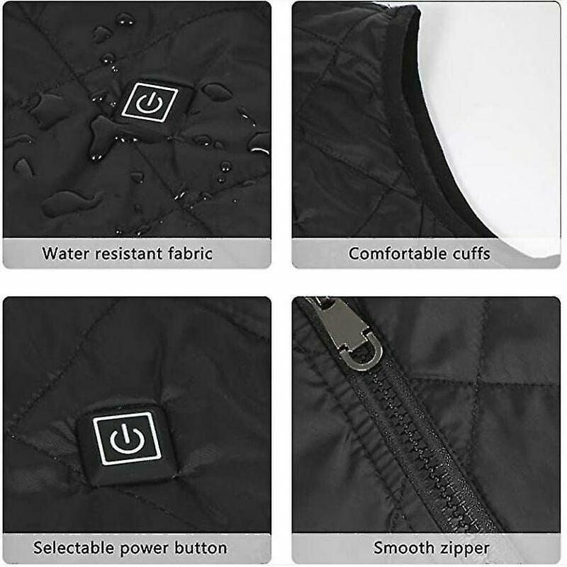 Gilet chauffant femme 4 zones chauffantes, veste chauffante cou - 3
