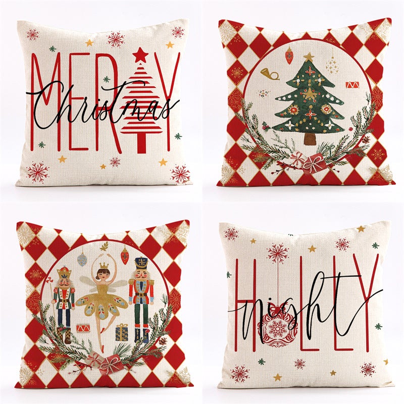Lot de 4 housses de coussin de Noël - 45,7 x 45,7 cm - Bonhomme de