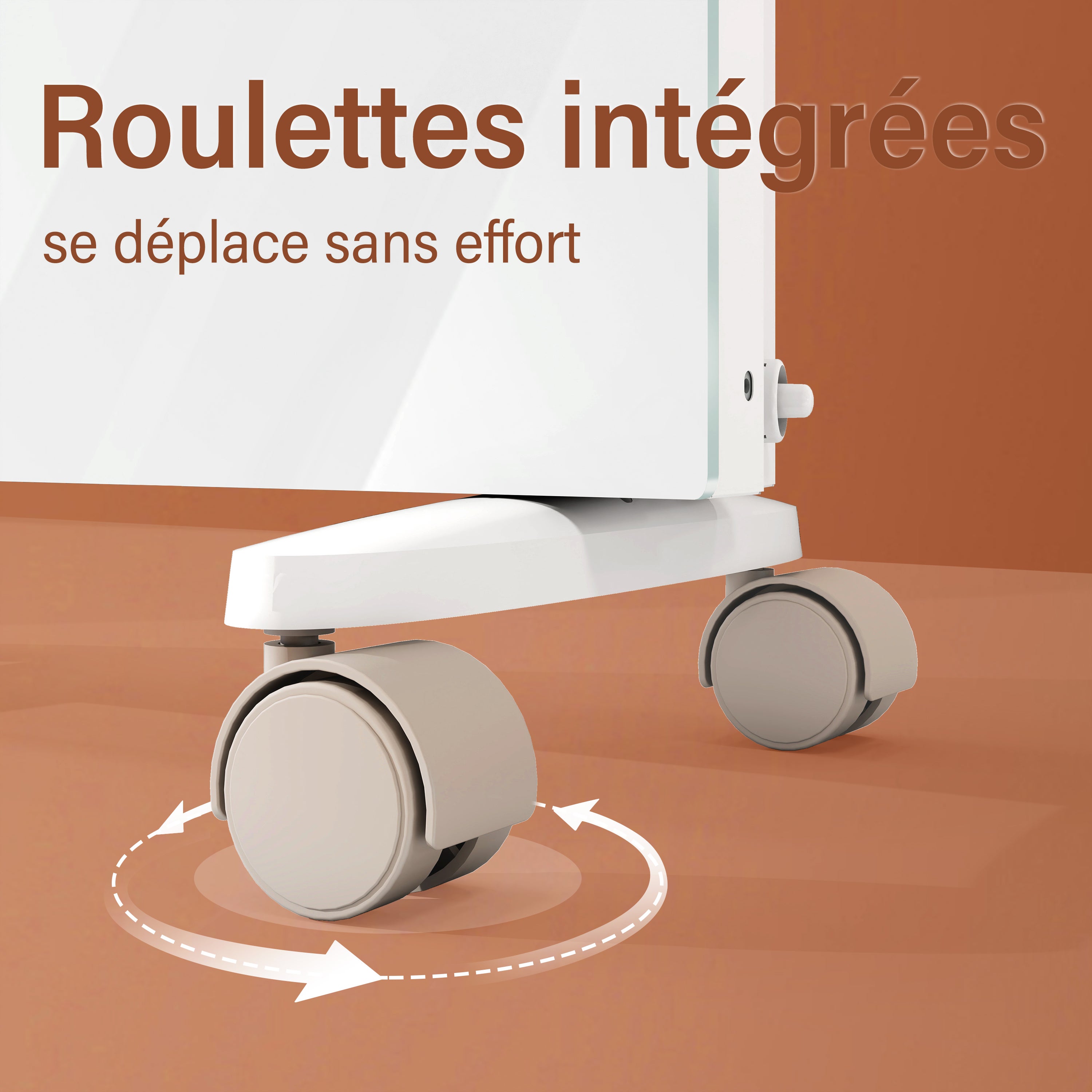 Radiateur électrique 2000W — Connecté WiFi — 2 en 1 mural et mobile — Ultra-plat 70mm — Verre blanc glacé — Grande surface - 3