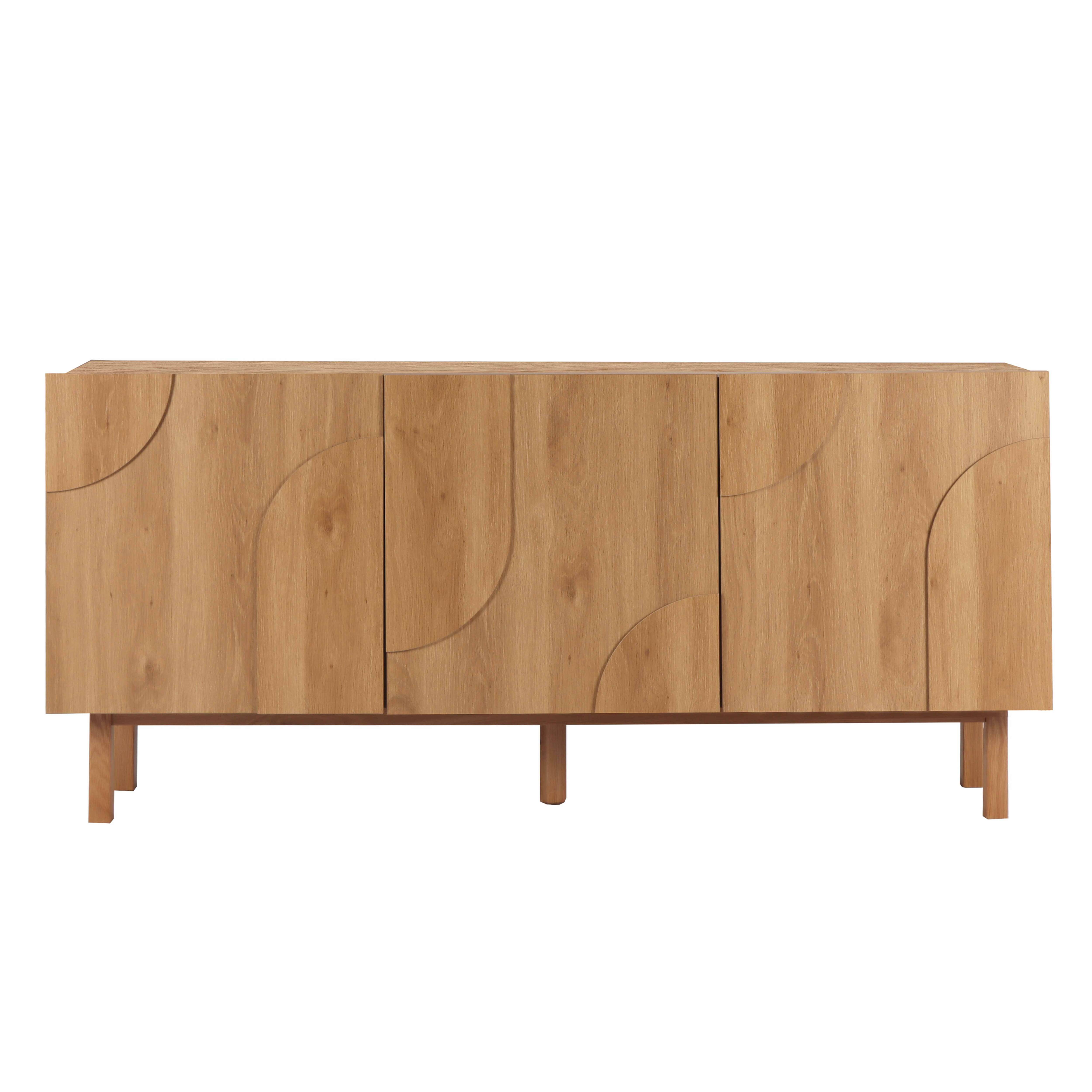 Buffet 3 portes en mélaminé 160 cm effet bois - 5