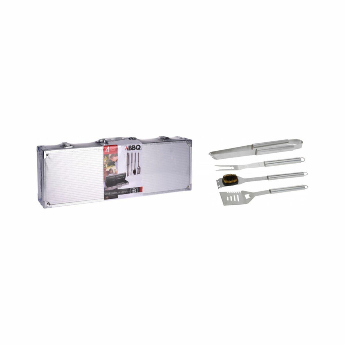 Bigbuy Bbq Utensilios Para Barbacoas Acero Inoxidable (46 X 16 X 8 Cm) (4 Piezas) Acero Inoxidable, Leroy Merlin