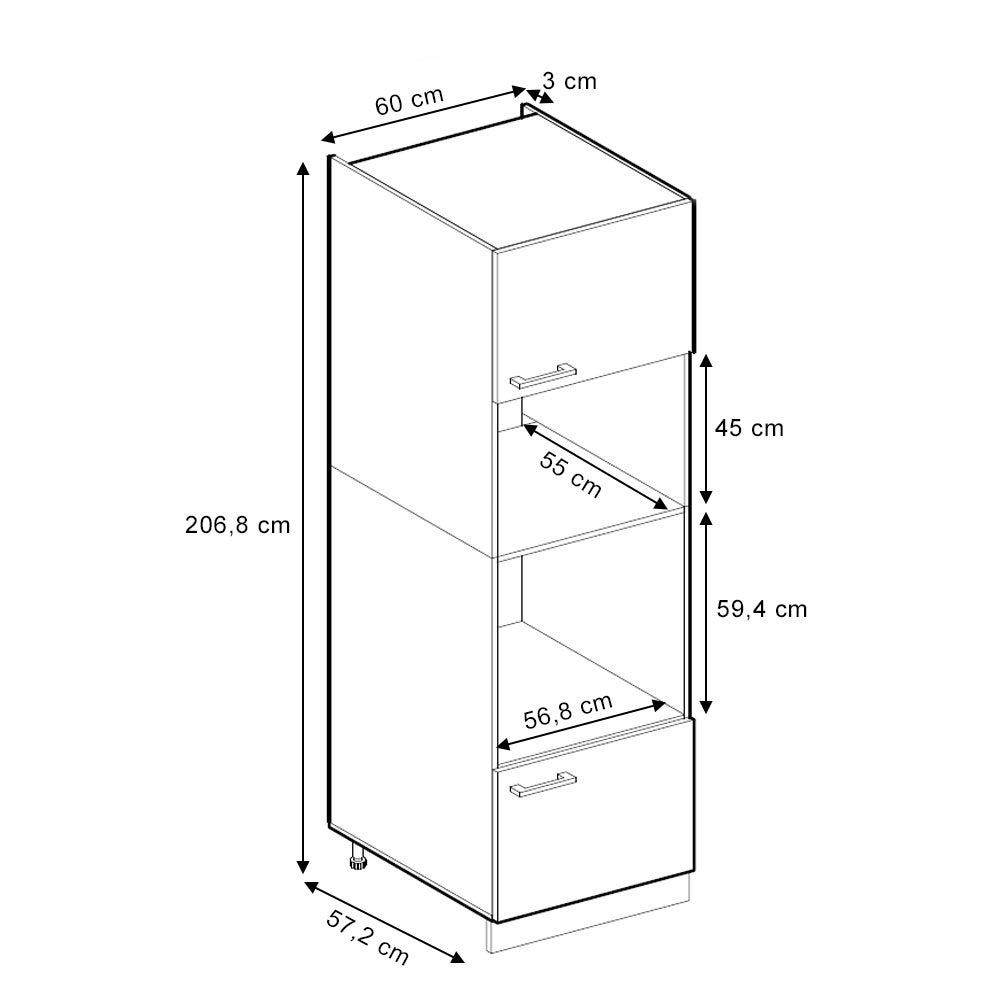 Vicco Armoire micro-ondes R-Line, Chêne de force doré, 60cm - 3