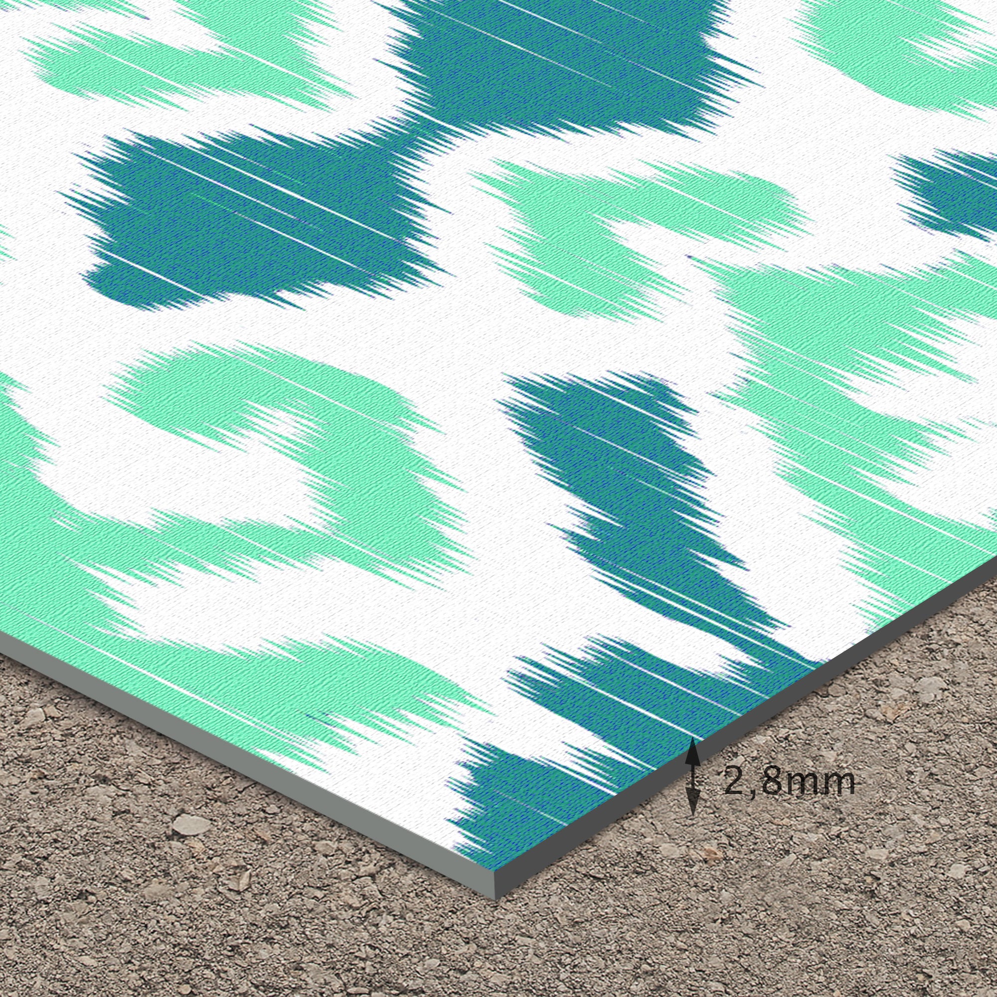Tapis PVC Intérieur/Extérieur Ikat Bleu turquoise 160x240 cm - Vinyle imprimé antidérapant, lavable et résistant pour terrasse et maison - 3
