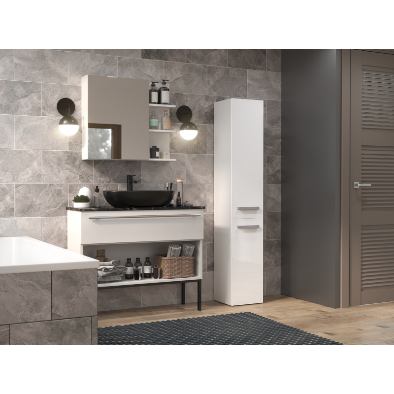 YANA - Mueble de baño con cesto de ropa - 31x30x174cm - Columna de almacenaje para baño - 5