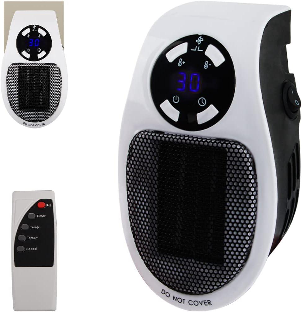 Grzejnik wtykowy 500 W, mini grzejnik do gniazdka FainFun, ścienny grzejnik dogrzewający z pilotem, elektryczny grzejnik konwektorowy 500 W