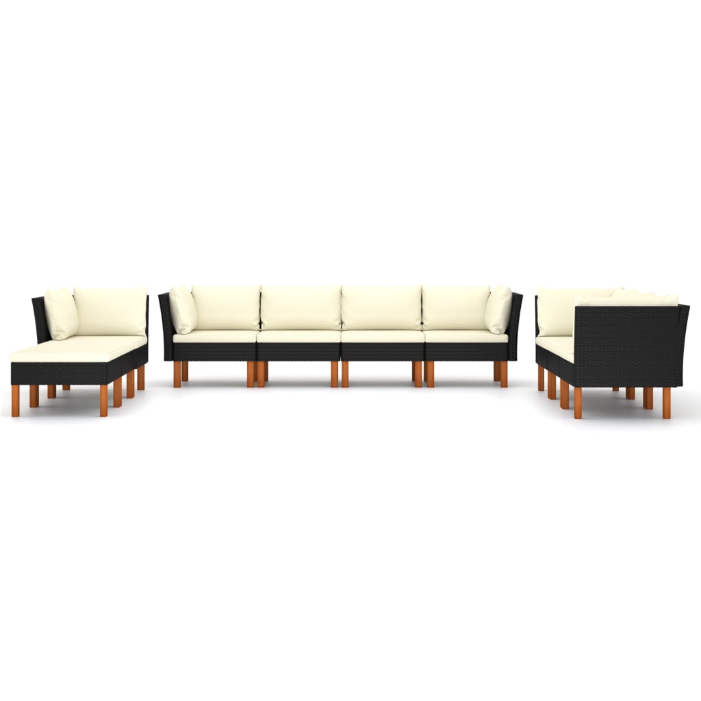 Maison Exclusive - Set Divani da Giardino 10 pz con Cuscini in Polyrattan Nero - 3