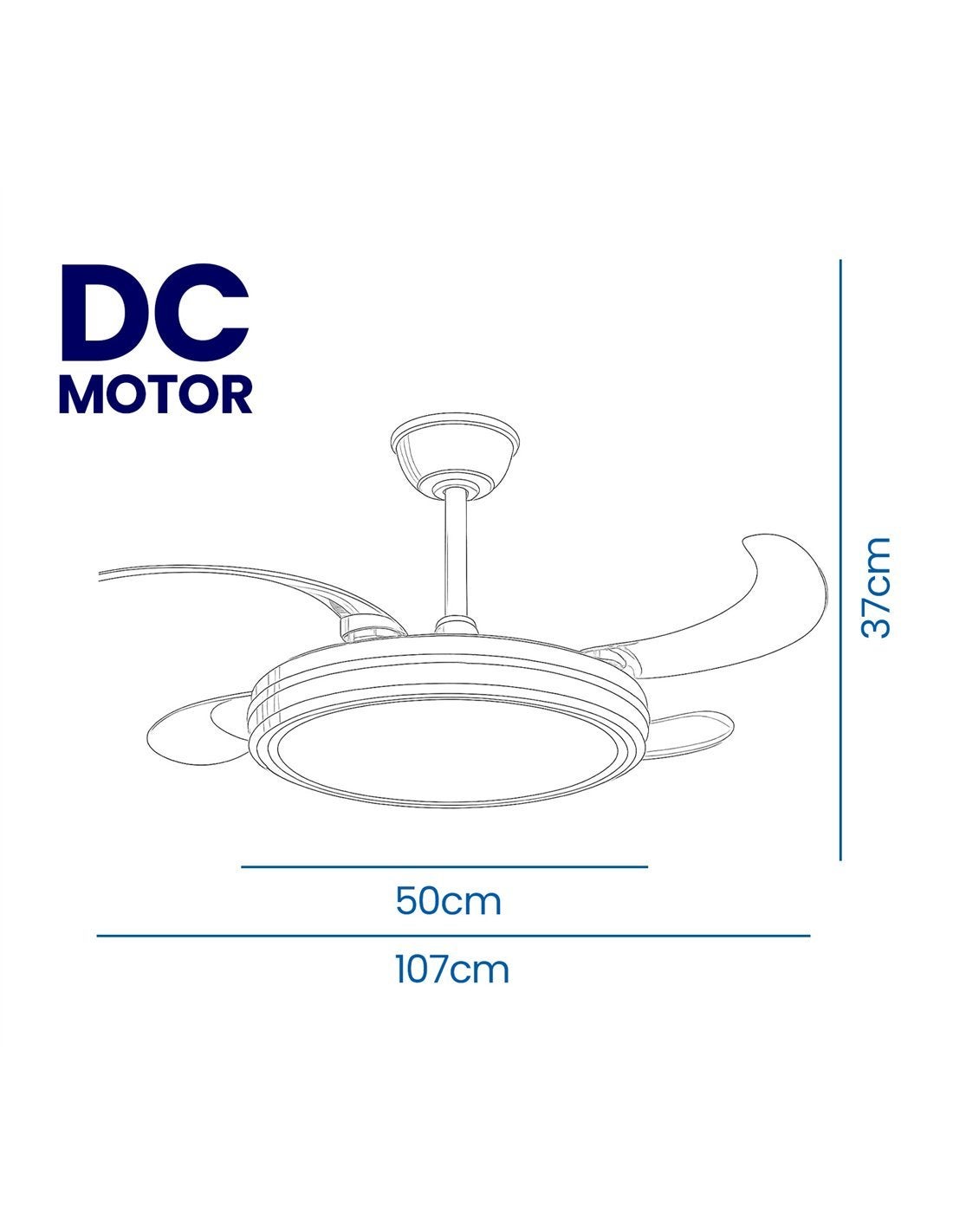 JARDIN202 - Ventilador de Techo con Aspas Retráctiles, Motor DC, Temporizador, Luz LED Regulable, Mando a Distancia | Tarifa (Blanco) - 4