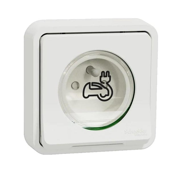 Prise de courant 2P+T renforcée IP55 IK08 Schneider Electric - Encastrée - Complet - Mode 2 - Blanc - Mureva Styl