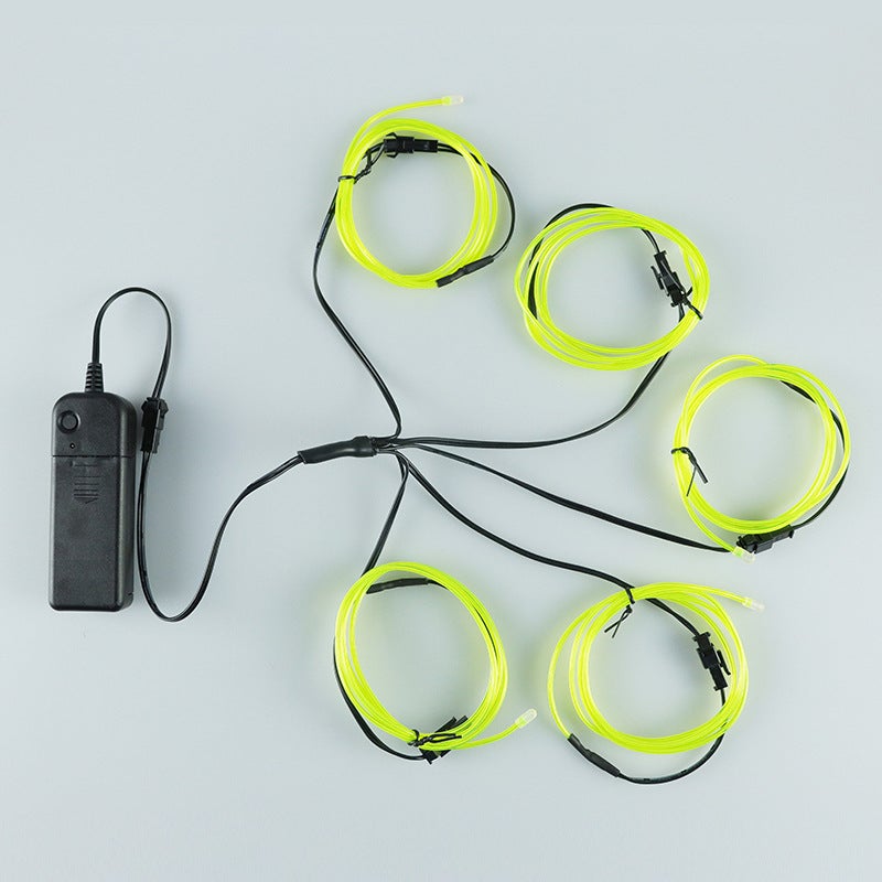 Zestaw lampek sznurkowych, taśma neonowa zasilana baterią, 1M, fluorescencyjna zieleń