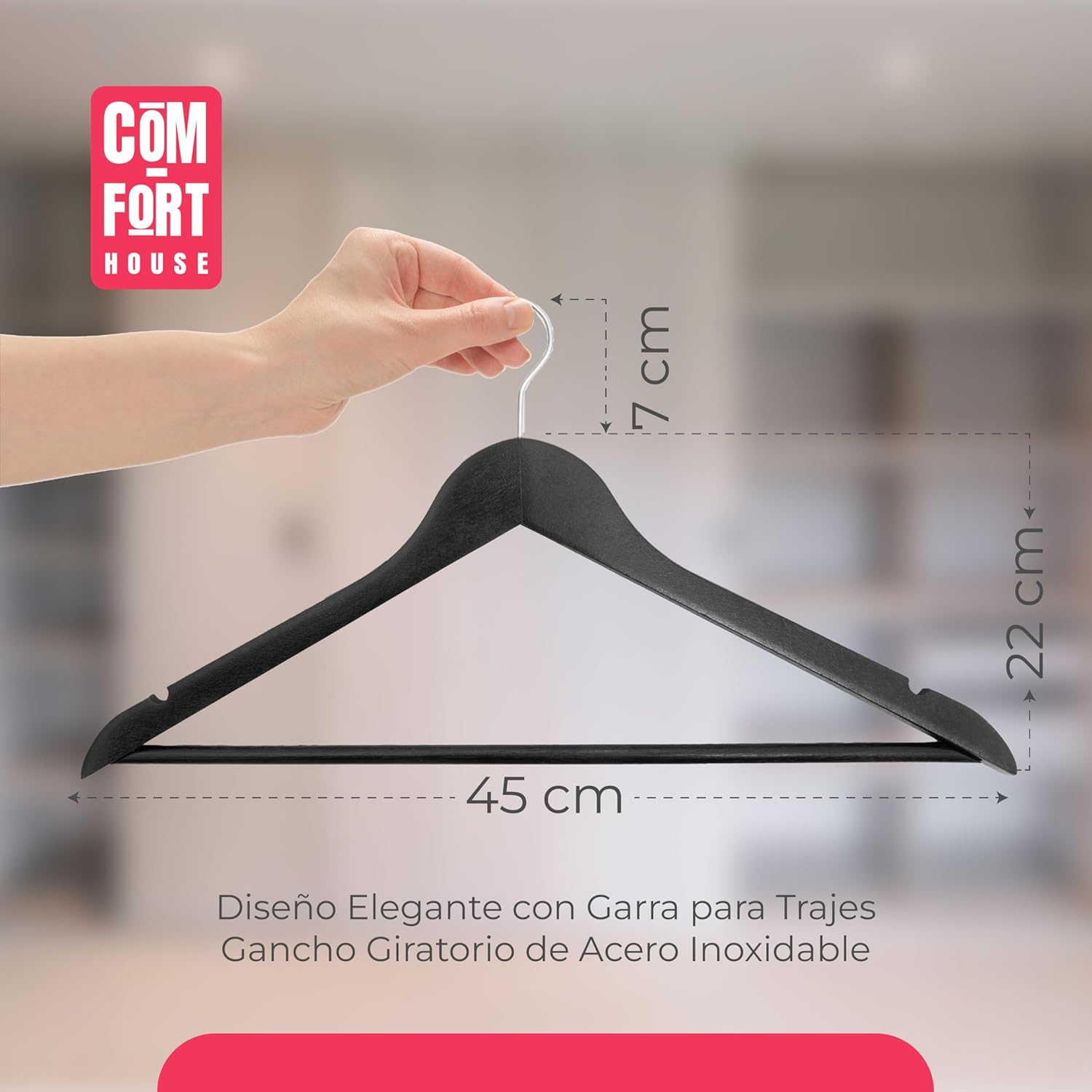COM-FORT HOUSE 100 Appendini Plastica Neri Girevoli 360° Con Superficie Antiscivolo
