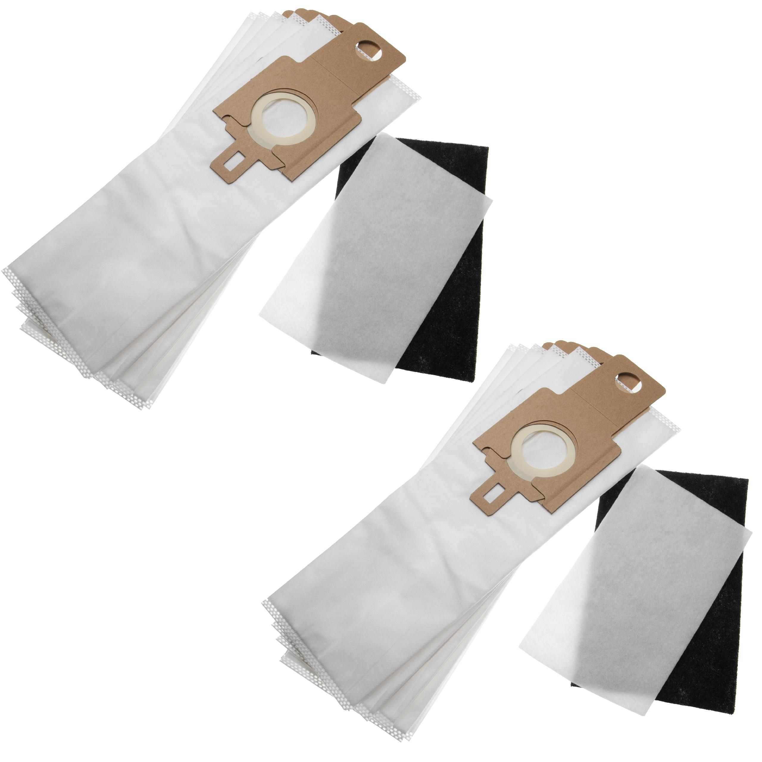 vhbw Lot de sacs (microfibres non tissées) + filtre avec 12 pièces compatible avec Hoover PU2110/1 001, Power U 3130, Power U 3462 aspirateur - 3