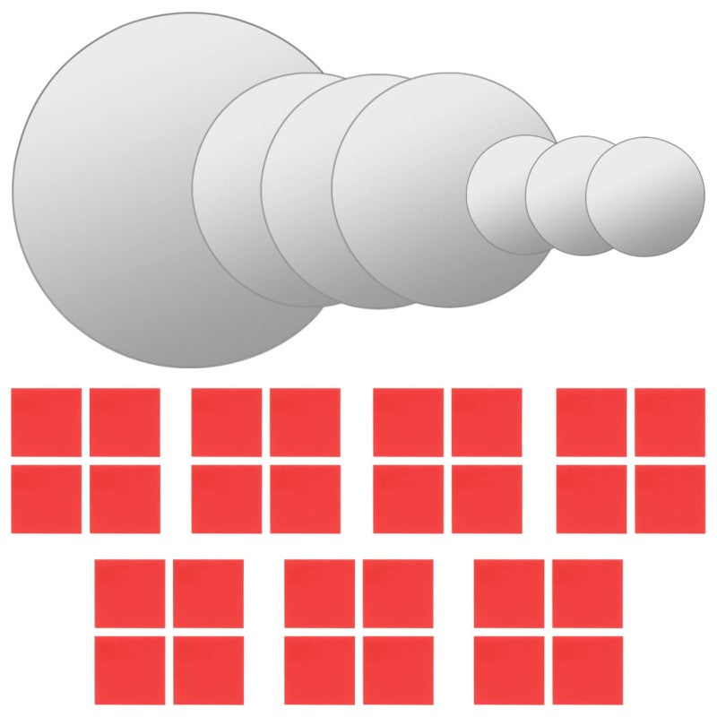 vidaXL Set di Specchi da Parete 7 pz in Vetro Circolare - 2