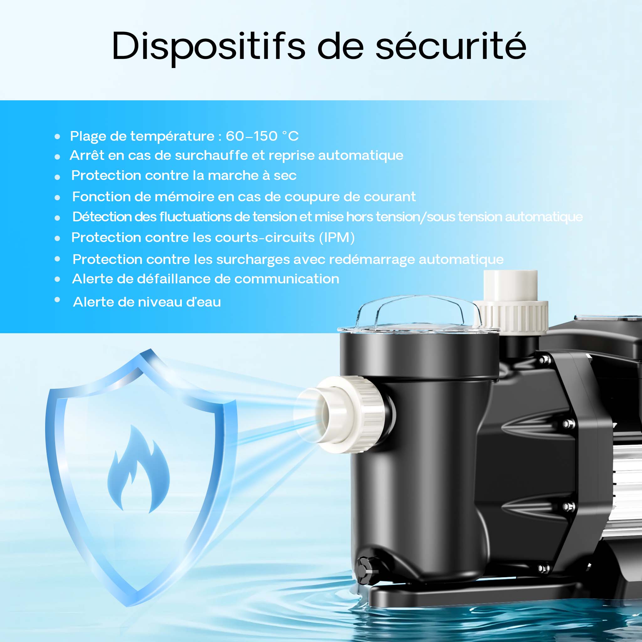 Pompe de piscine à vitesse variable 750 W – Débit 21000 l/h – Hauteur refoulement 17 m – Pompe de filtration et de circulation pour Filtre… XPOtool... - 5