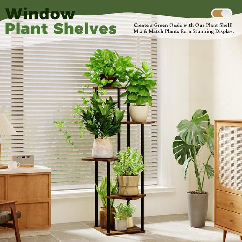 Étagère pour plantes,5 Niveaux Support Plantes Interieur,Multifonction Support Jardinière Décoratif pour Balcon,Salon,Bureau,Jardin - 9