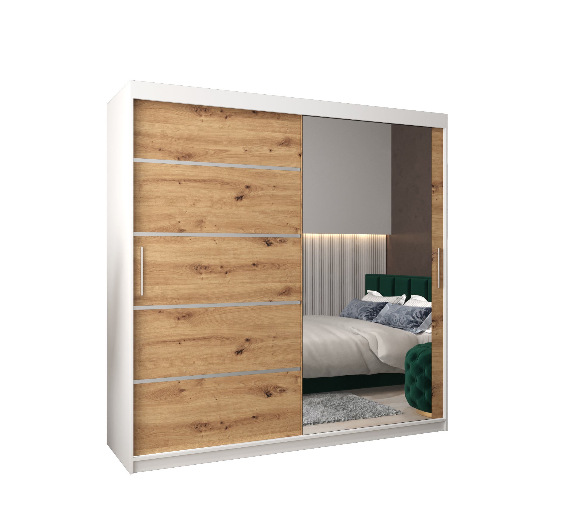 Szafa przesuwna garderoba Verona 2 200 x 62 x 200 cm Biały + Artisan - Abiks Meble