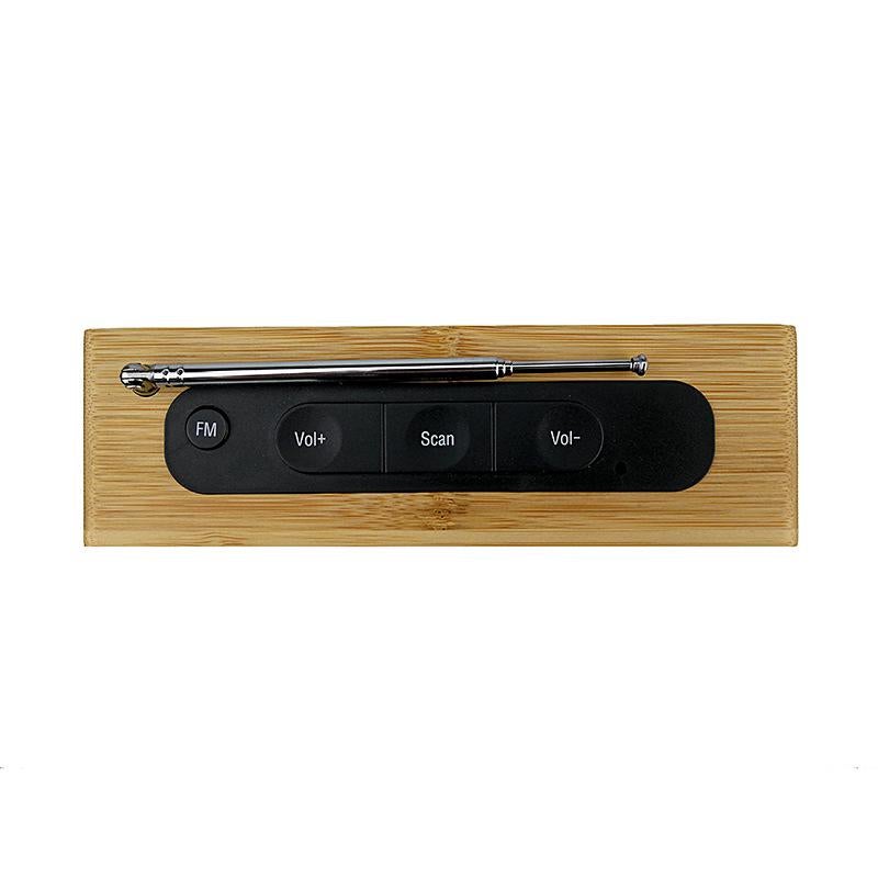 W-B Radio de chevet rétro en bois réveil paresseux muet réveil cadeau créatif horloge électronique 16.5 4.5 9 cm miroir en bambou véritable lumière - 3