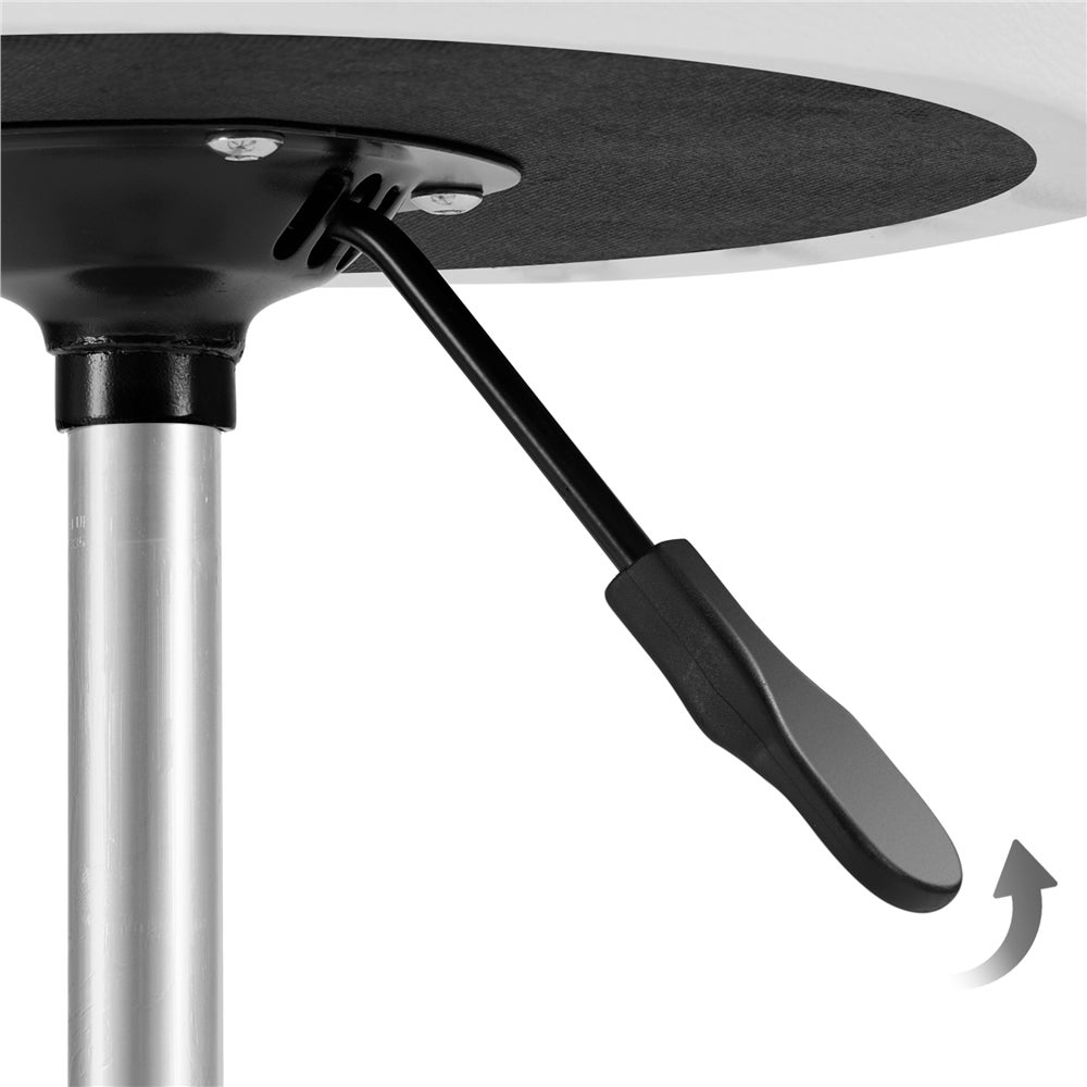 Tabouret Rond à Roulettes avec Assise Réglable en Hauteur et Revêtement en Similicuir Blanc Yaheetech - 8