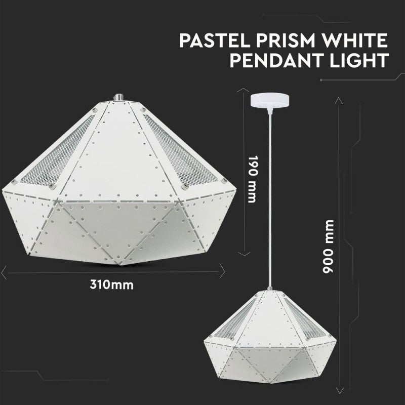 Żyrandol pryzmatyczny LED z metalu z uchwytem na żarówkę E27 (maks. 60 W), kolor biały - 2