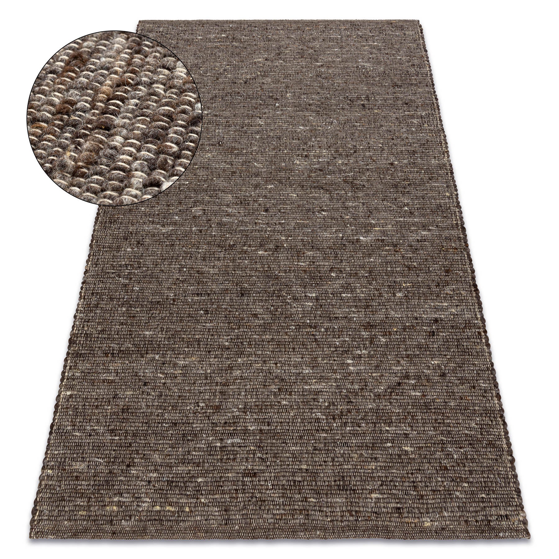 Dywan NEPAL 2100 tabac brązowy - wełniany, dwustronny, naturalny 80x150 cm