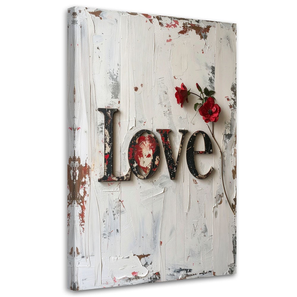 Obraz nowoczesny do salonu sypialni biura, Napis Love w stylu retro 20x30