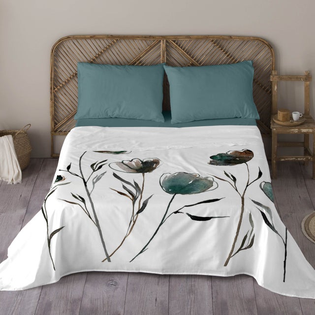 NATURELS - 3 Piece Printed Bed Sheet Set 3 Pieces Bed 90 - Cotton - Includes Top Sheet + 1 Pillowcase + 1 Fitted Sheet - LARISA V DARK V