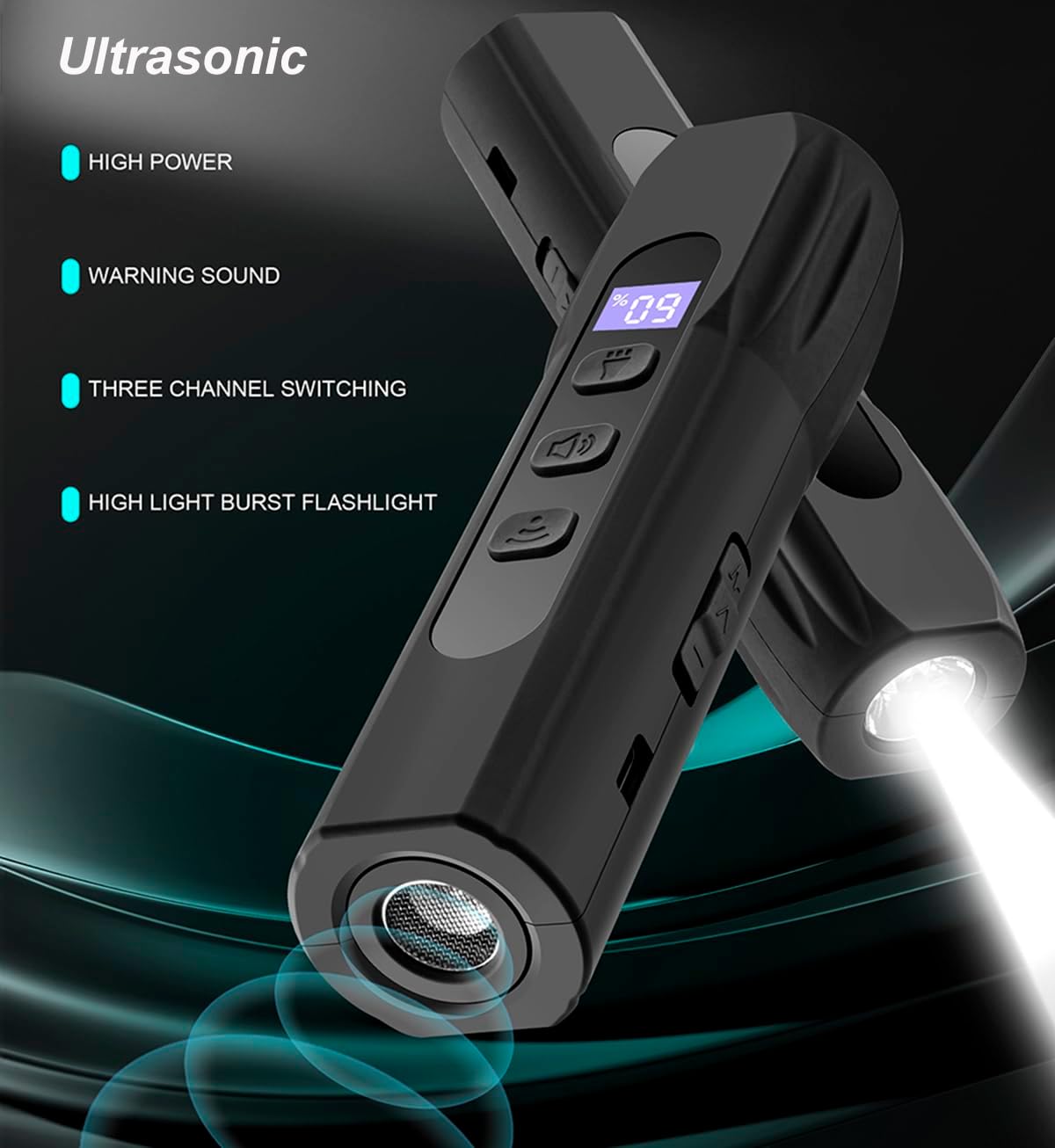 Répulsif ultrasonique pour chien avec lumière LED, entraînement comportemental, 3 fréquences sonores et bouton durable - 6