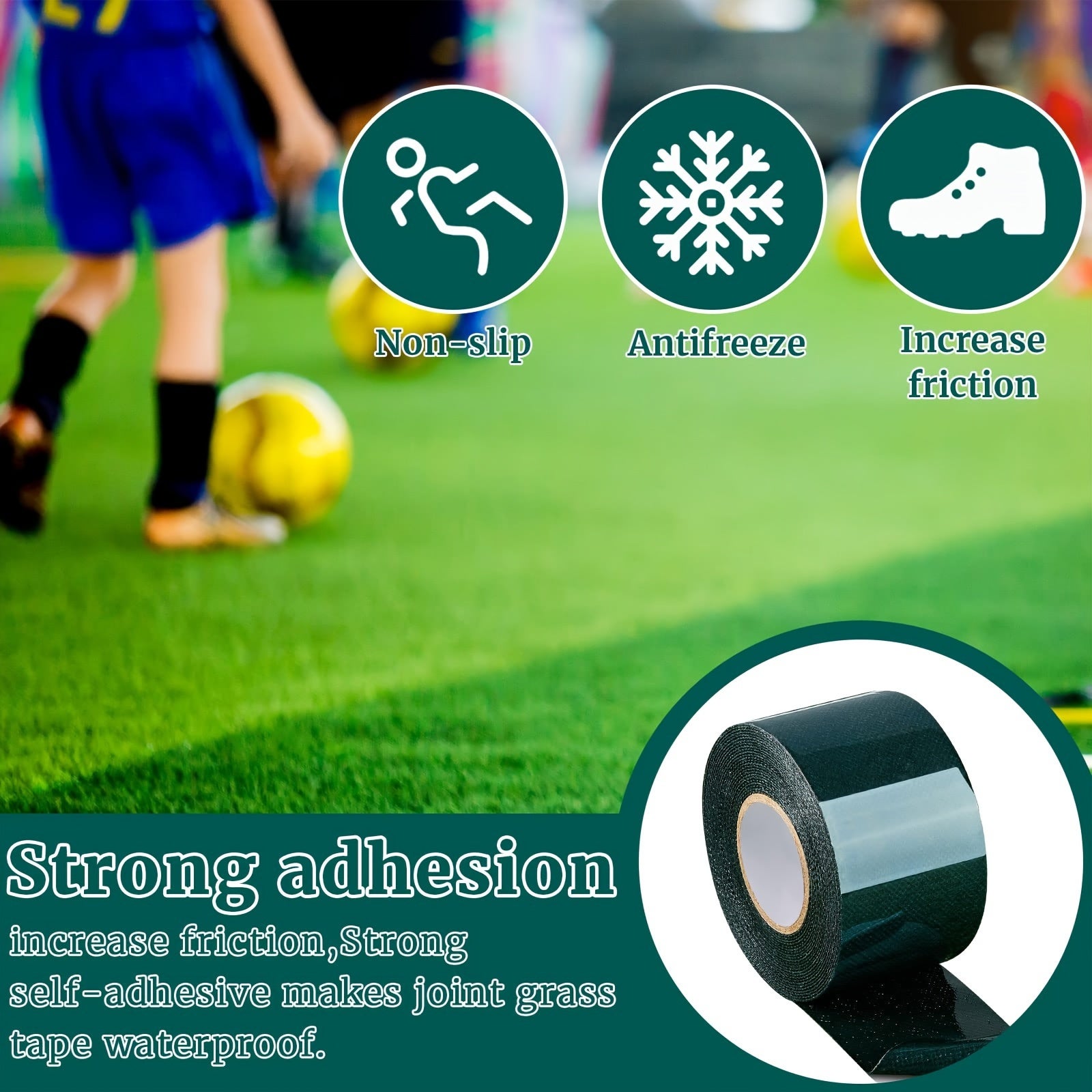 AUTRUCKER Bande de jonction pour gazon artificiel, bande de jonction auto-adhésive pour la pose de gazon synthétique (100 mm x 10 m) - 5