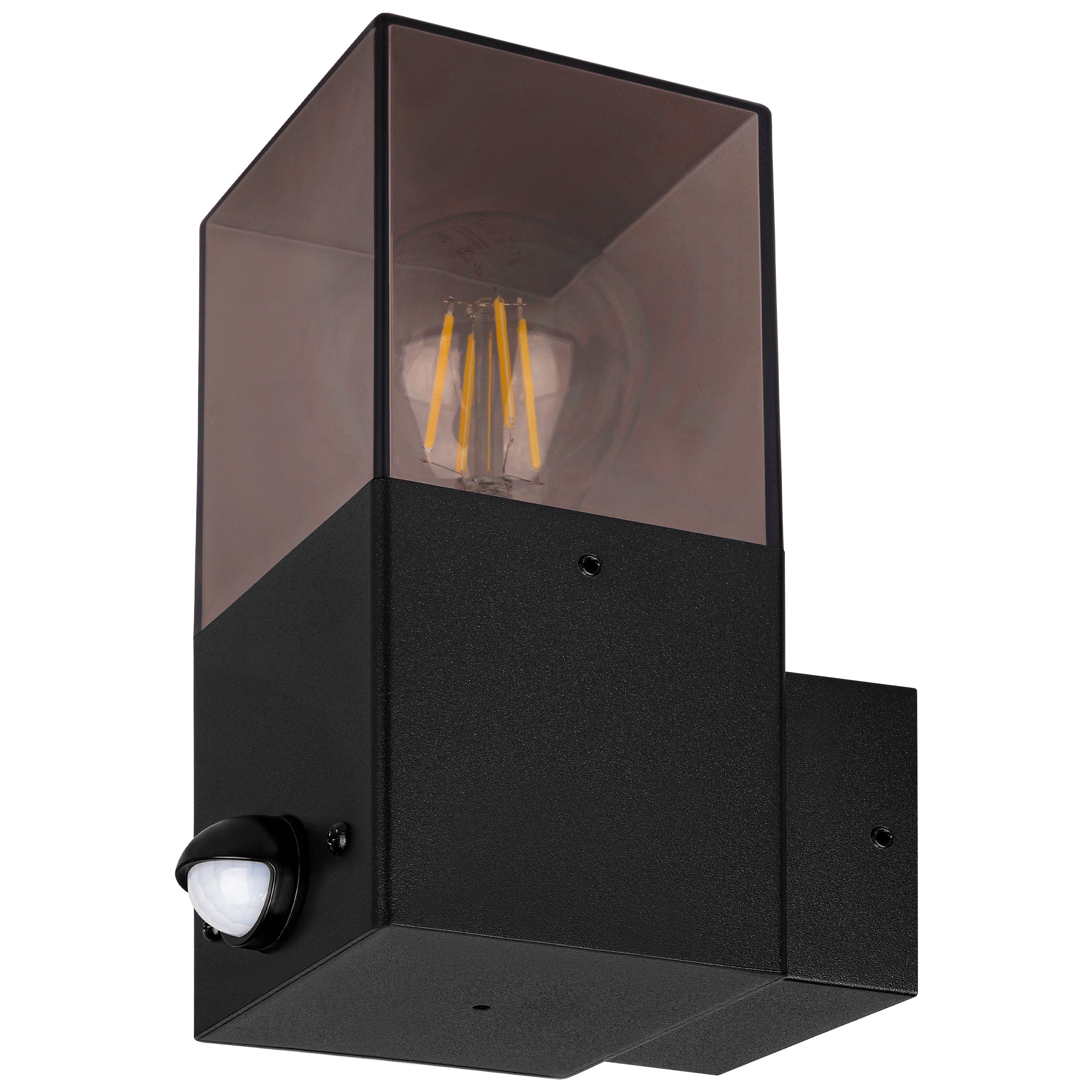 Lampa zewnętrzna E27 LED Denver IP44 z czujnikiem PIR kinkiet oprawa elewacyjna czarna MasterLED