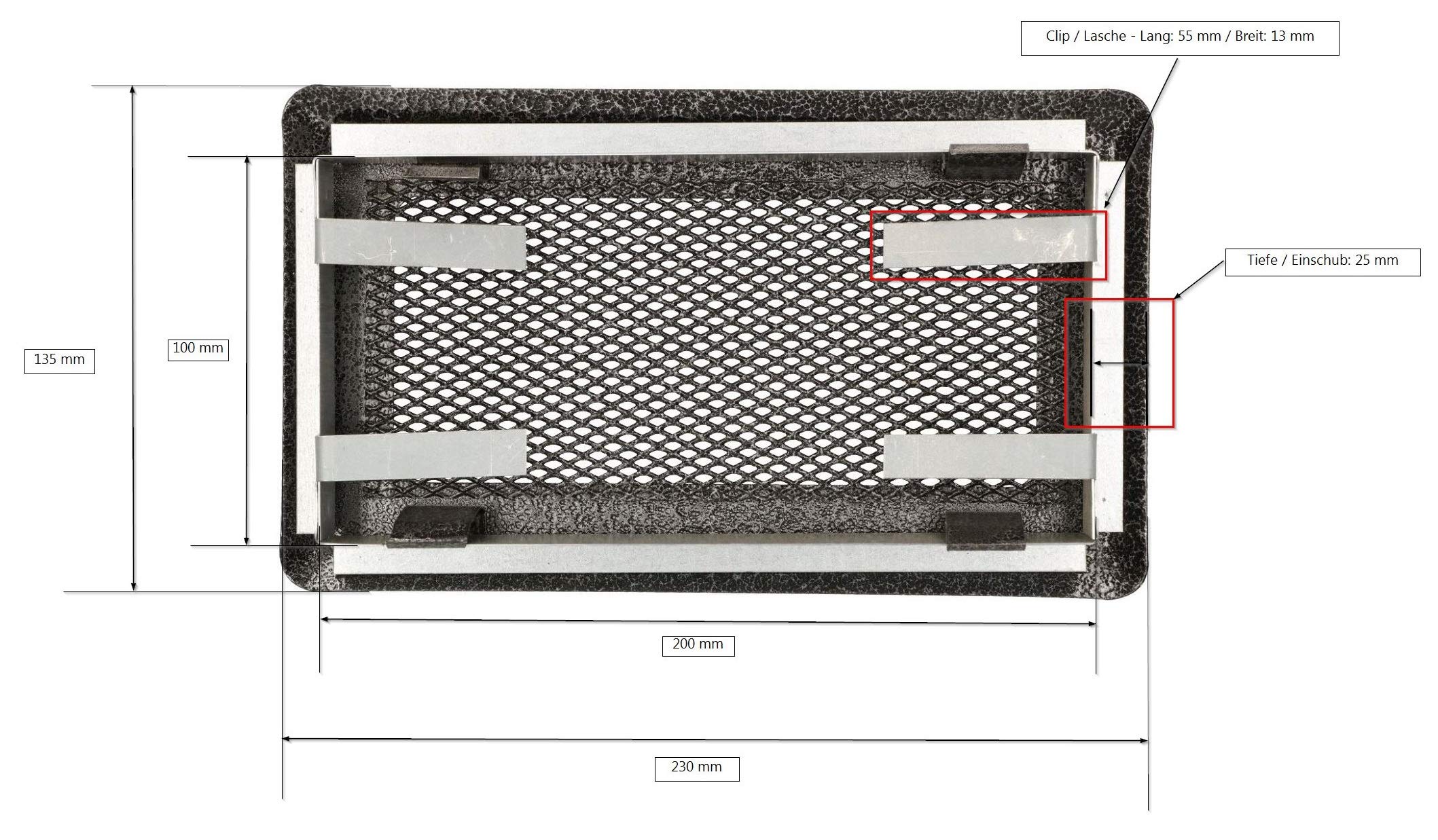 Kratka wentylacyjna kominkowa metalowa 10x20cm - KOTARBAU - 2